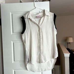 White near sheer blouse with black accents